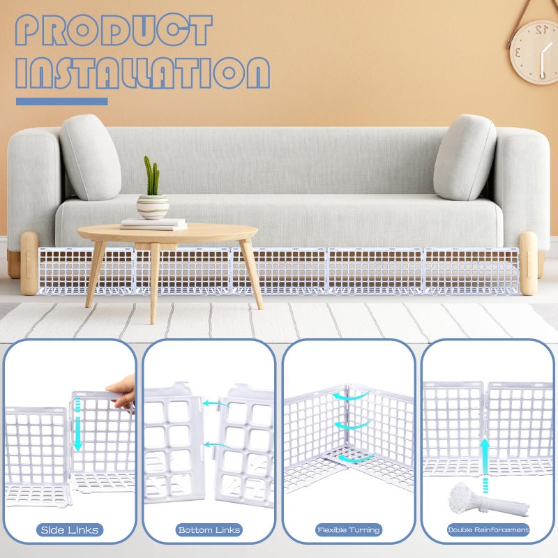 Aifong 12 Pcs Under Couch Blocker for Bed Adjustable Furniture Plastic Under Bed Blocker with 30 Ties White Couch Barriers for Dogs Pets Cats (Style3) - Image 3